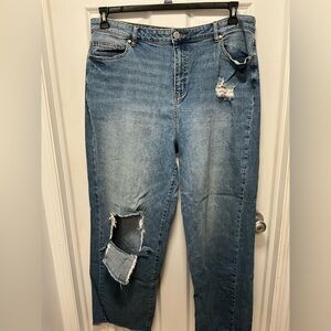 Eloquii Distressed Blue Jeans Plus Size 18, Inseam 30”